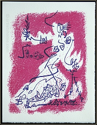Andr Masson:  Le dpart  Lithographie originale pour  Souvenirs et portraits d'artistes  Fernand Mourlot