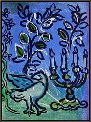 Marc Chagall: � Le Chandelier � 1962 Lithographie originale, Vitraux pour J�rusalem | Estampes Mourlot