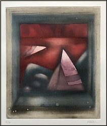 Michle Nedelec: Le Soir Gravure  l'eau-forte, phases du crpuscule, signe au crayon - estampes rares