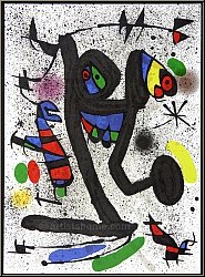 Joan Miro:  La demoiselle aux papillons  Lithographie originale 1971 - uvre graphique | estampes originales