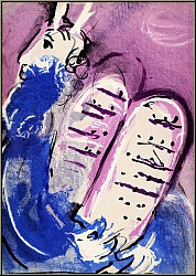 Marc Chagall: Mo�se III, 1956, Lithographie originale, Verve La Bible, tablettes de la loi, 10 commandements