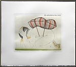 Michel Lablais: Gravure  l'eau-forte signe  Atlante  1991, Asie Chine et Japon, Mditation - uvre grav