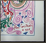 Jean Cocteau: Lions Club 1958, Lithographie originale, Arches Mourlot - Image: sign�e et dat�e dans la pierre