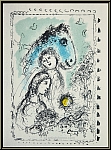 Marc Chagall: � Cheval bleu au couple � 1982, Lithographie originale