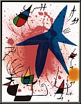 Joan Miro: L'astre bleu 1972, Lithographie originale I, Plante Terre