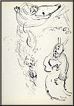 Marc Chagall: Mo�se III, 1956, Lithographie originale, La Bible, tablettes de la loi, 10 commandements - verso